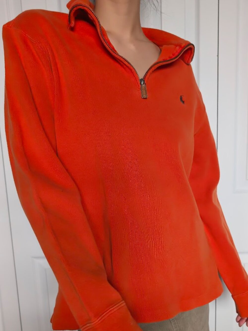 Vintage Orange Polo Ralph Lauren Quarter-Zip Pullover